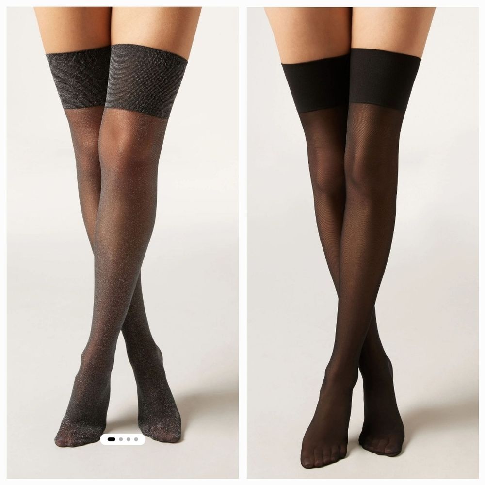 Calzedonia 2-pack Italian Sheer And Shimmer Over-The-Knee Socks Tighs High Cuff